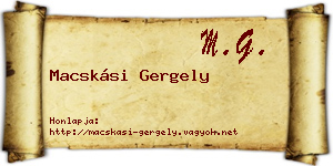 Macskási Gergely névjegykártya