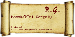Macskási Gergely névjegykártya